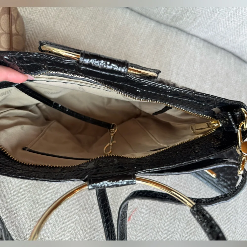 Brahmin Black and Gray Fur Shoulder Bag - Picture 5 of 7